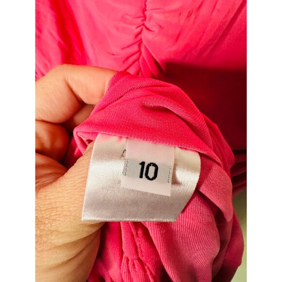 Aliétte Barbie Pink Ruched Draped Neckline Cowl Neck Gown Dress Size 10 - Picture 13 of 16